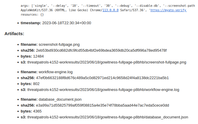 Threat Patrols workflow results